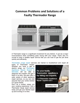 Common Problems and Solutions of a Faulty Thermador