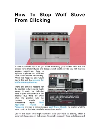 How To Stop Wolf Stove From Clicking