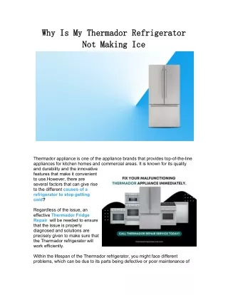 Why Is My Thermador Refrigerator Not Making Ice