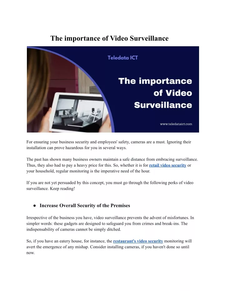 the importance of video surveillance