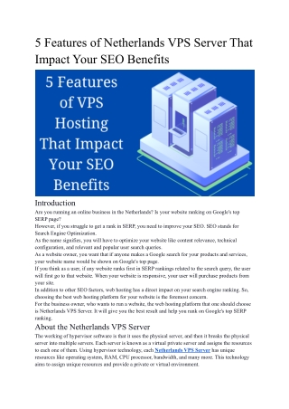 5 features of netherlands vps server that impact