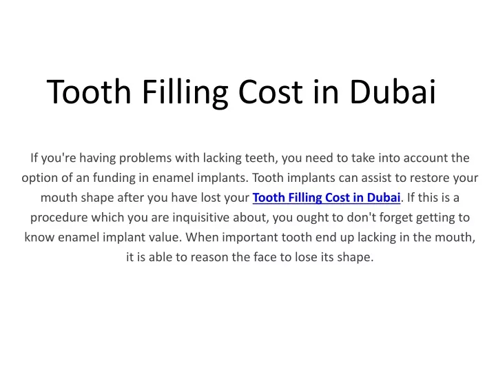 tooth filling cost in dubai