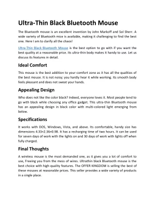 ultra thin black bluetooth mouse