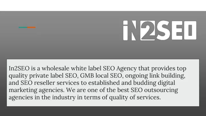 in2seo is a wholesale white label seo agency that