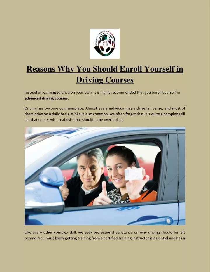 reasons why you should enroll yourself in driving
