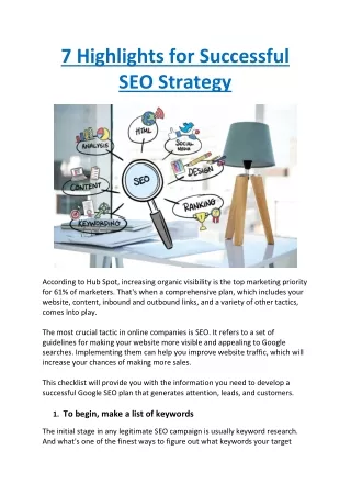 7 Highlights for Successful SEO Strategy