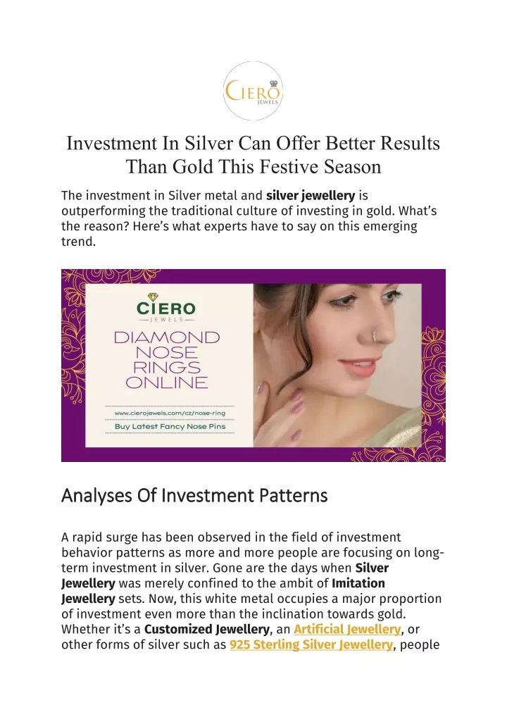 investment in silver can offer better results