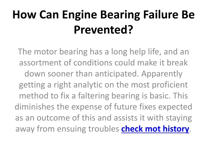 how can engine bearing failure be prevented