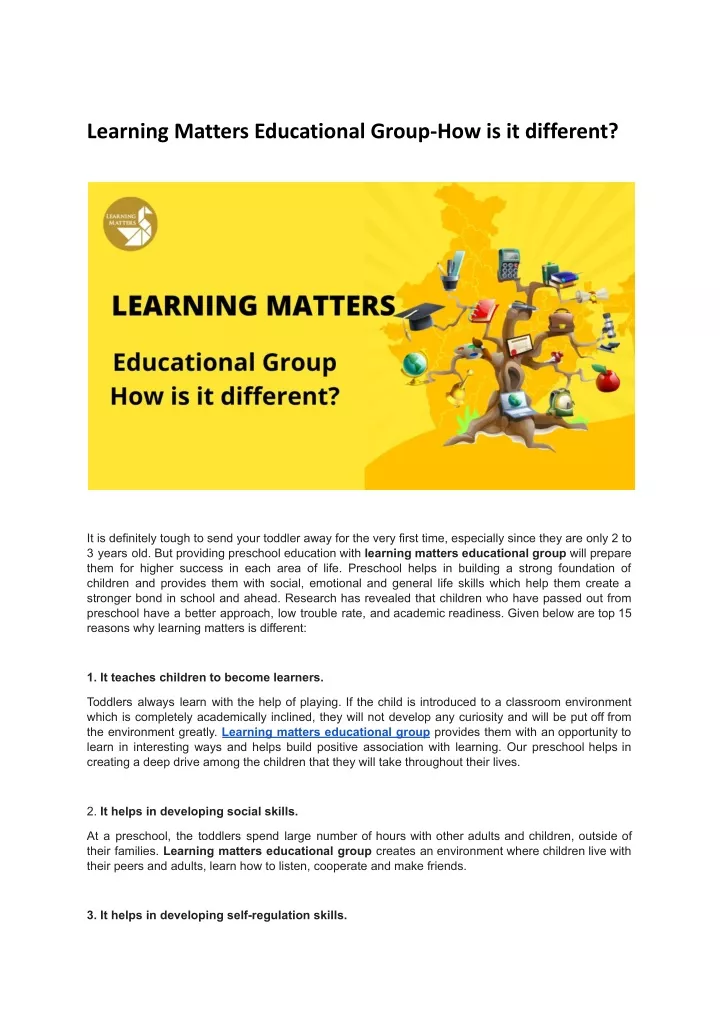 learning matters educational group