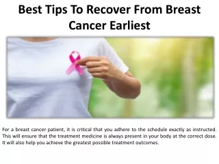 best tips to recover from breast cancer earliest