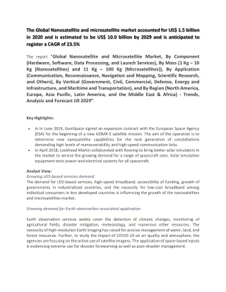 the global nanosatellite and microsatellite