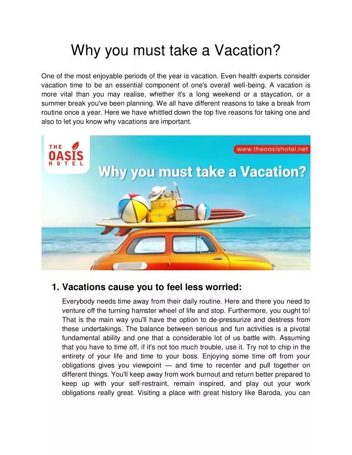 why you must take a vacation