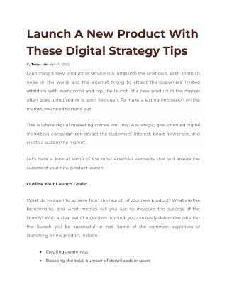 launch a new product with these digital strategy