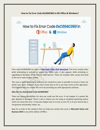 how to fix error code 0xc004c060 in ms office