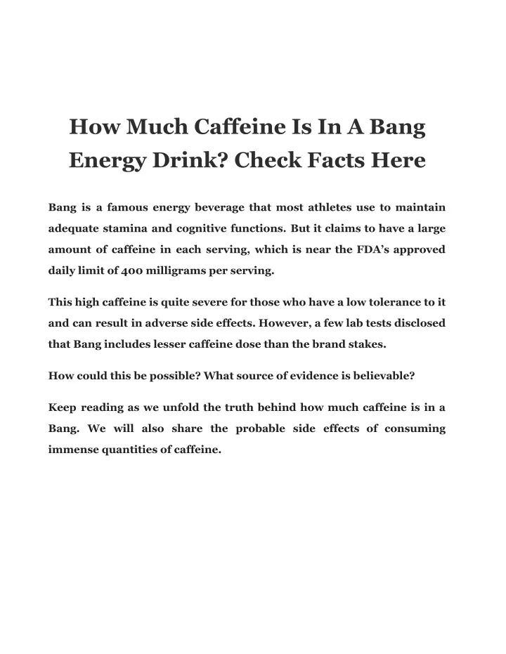 how much caffeine is in a bang energy drink check