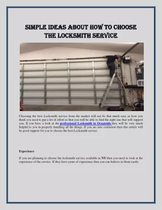 Simple ideas about how to choose the locksmith service