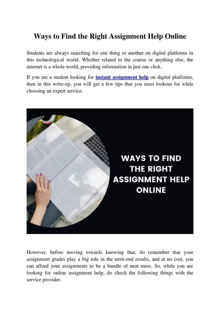 ways to find the right assignment help online