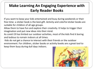 Make Learning An Engaging Experience with Early Reader Books