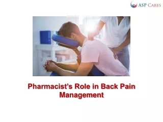 Pharmacist’s Role in Back Pain Management