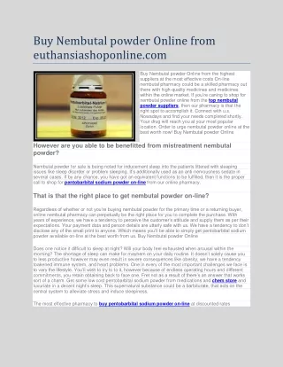 Buy Nembutal powder Online from euthansiashoponline.com