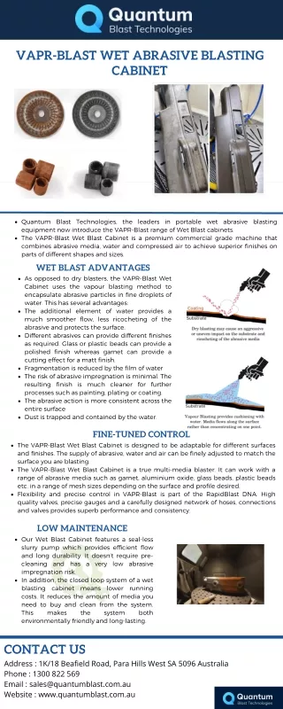 vapr blast wet abrasive blasting cabinet
