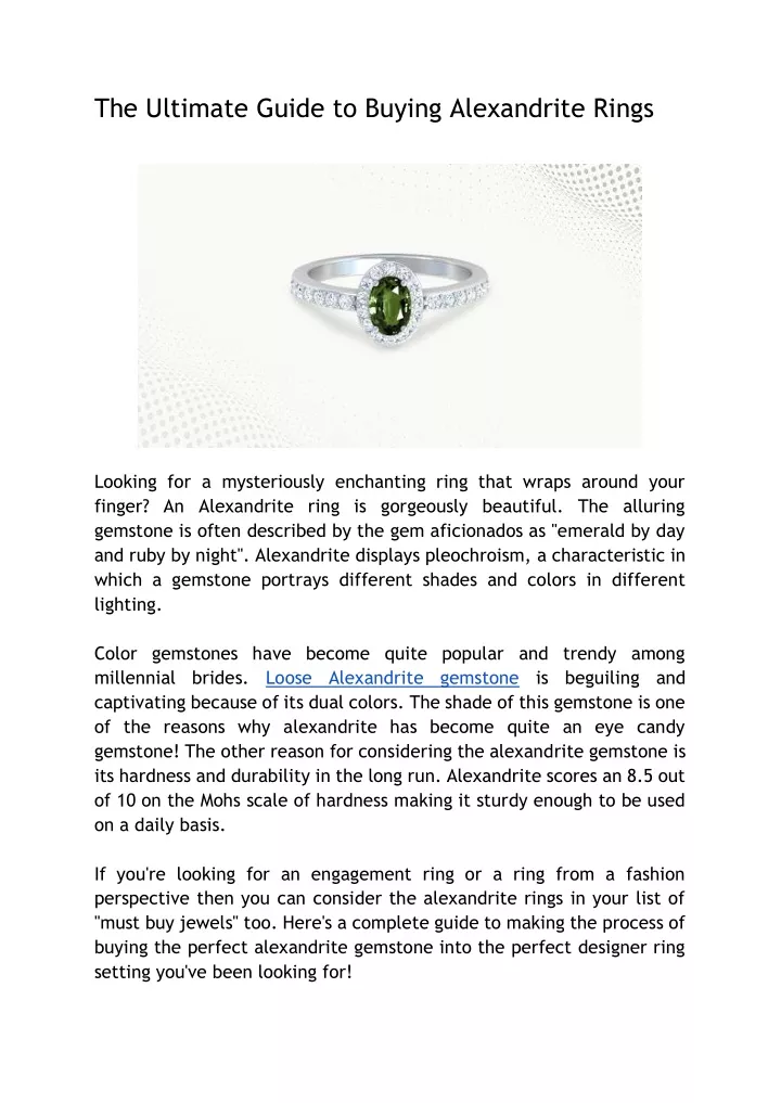 the ultimate guide to buying alexandrite rings