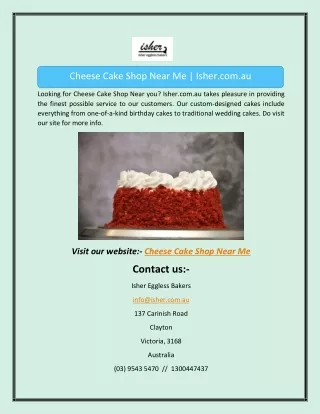 Cheese Cake Shop Near Me | Isher.com.au