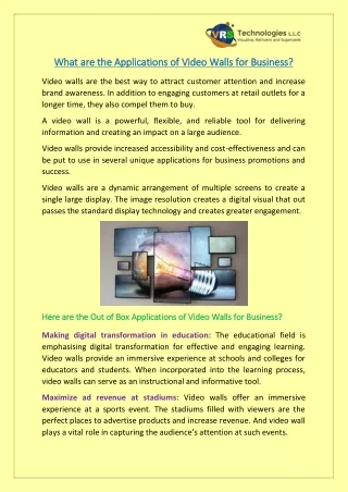 what are the what are the applications of video