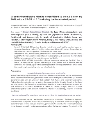 global rodenticides market is estimated