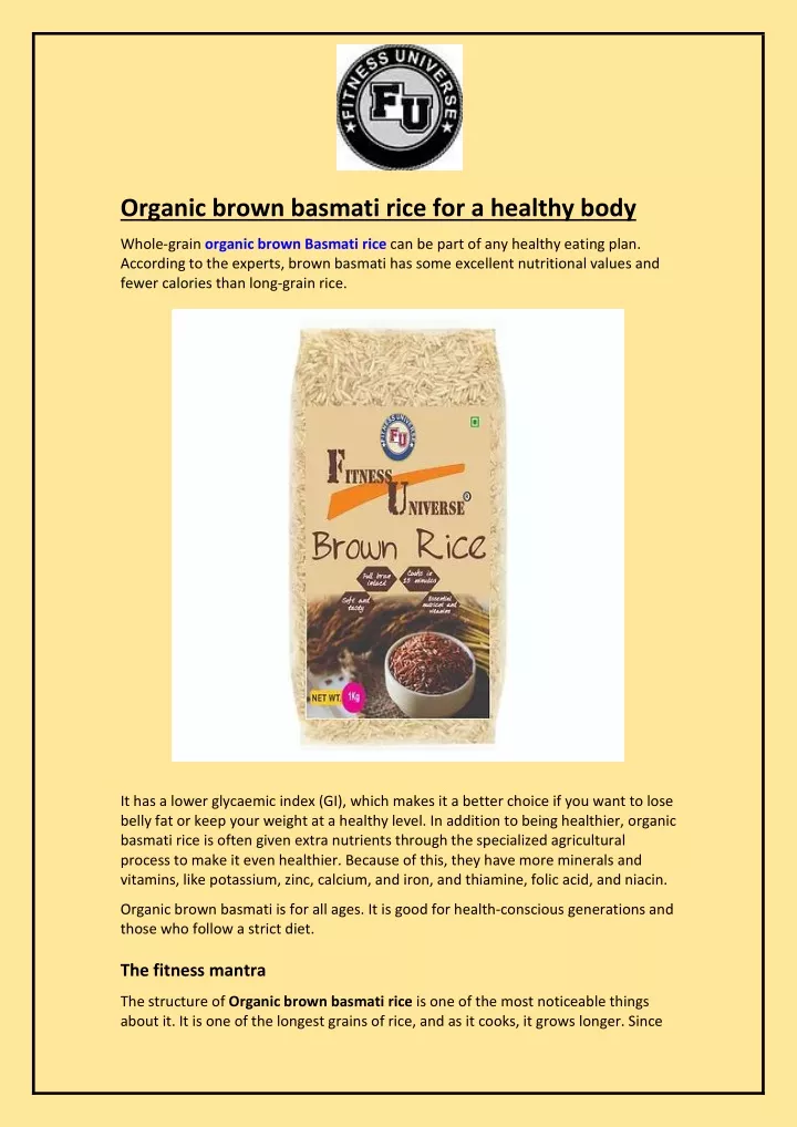 organic brown basmati rice for a healthy body