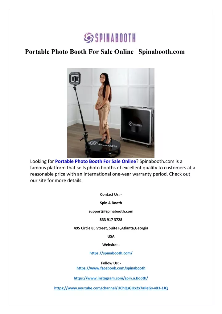 portable photo booth for sale online spinabooth
