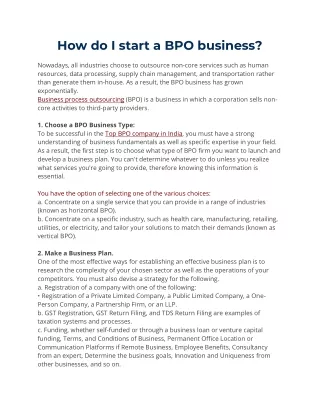how do i start a bpo business