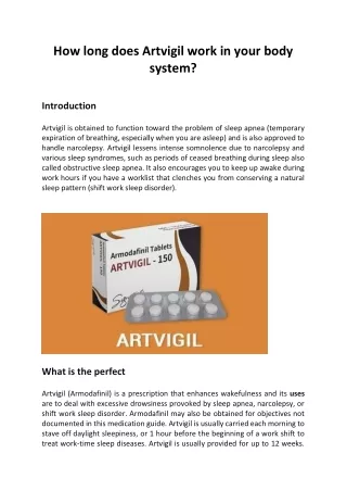 How long does Artvigil work in your body system