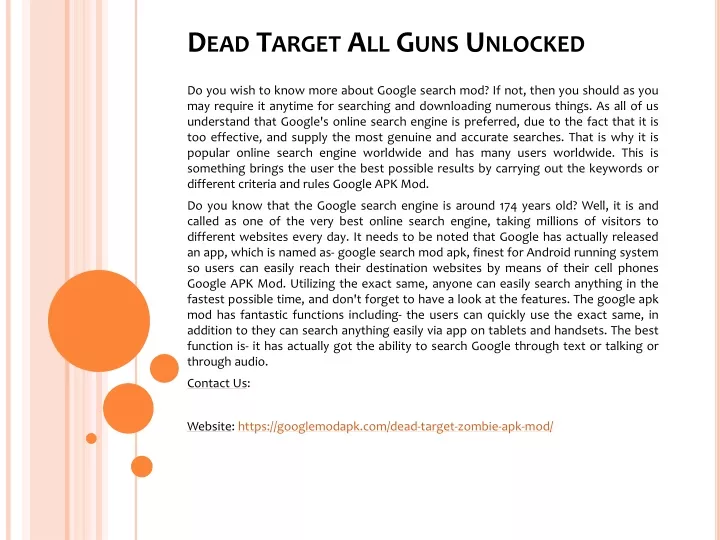 dead target all guns unlocked