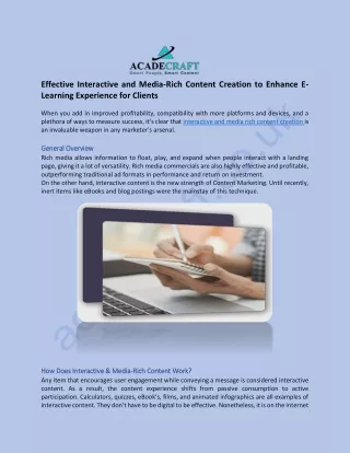 effective interactive and media rich content