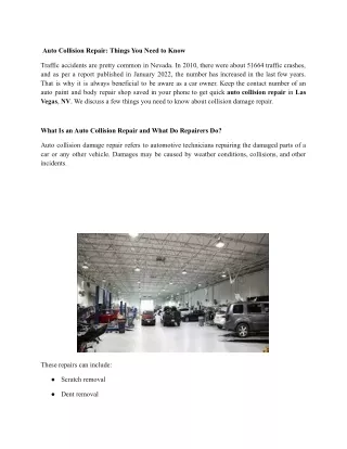 auto collision repair things you need to know