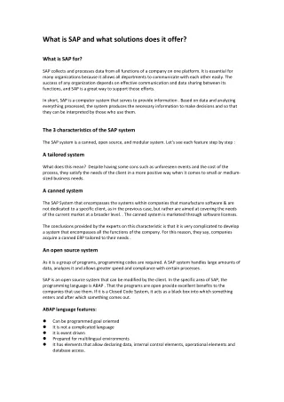 what is sap and what solutions does it offer