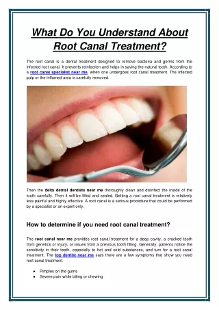 what do you understand about root canal treatment