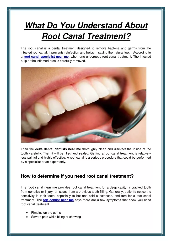 what do you understand about root canal treatment