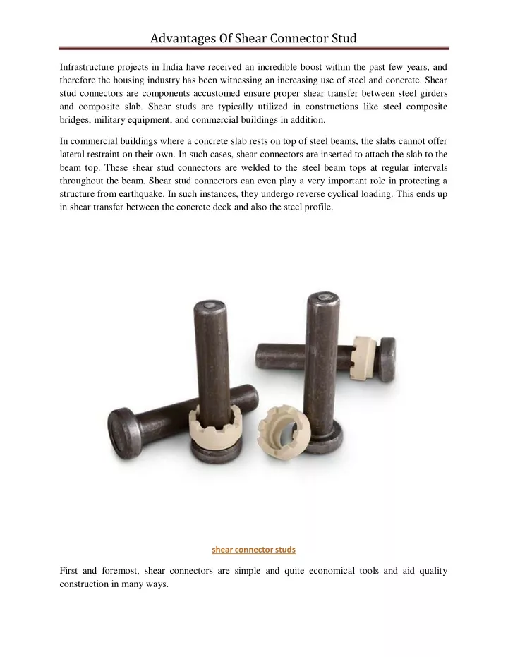 advantages of shear connector stud