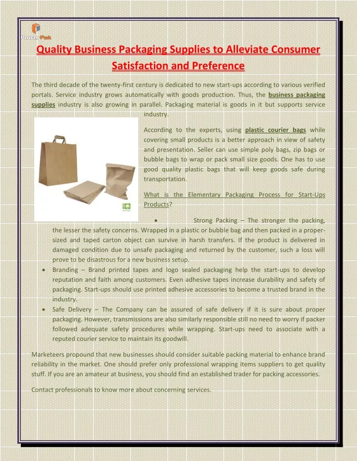 quality business packaging supplies to alleviate