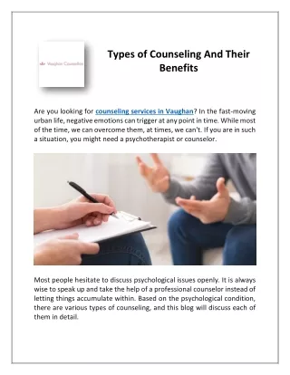 types of counseling and their benefits