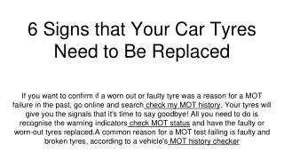 6 signs that your car tyres need to be replaced