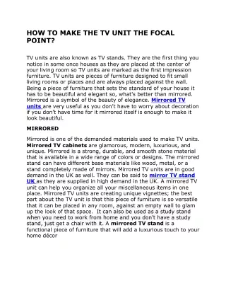 how to make the tv unit the focal point