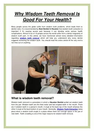 why wisdom teeth removal is good for your health