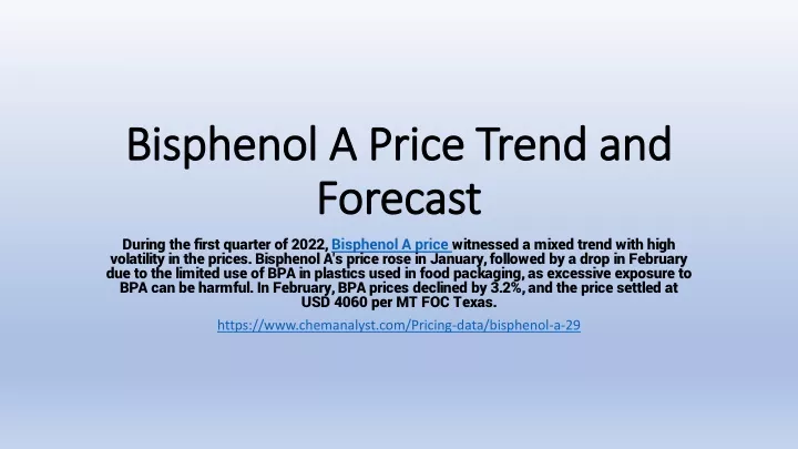 bisphenol a price trend and forecast