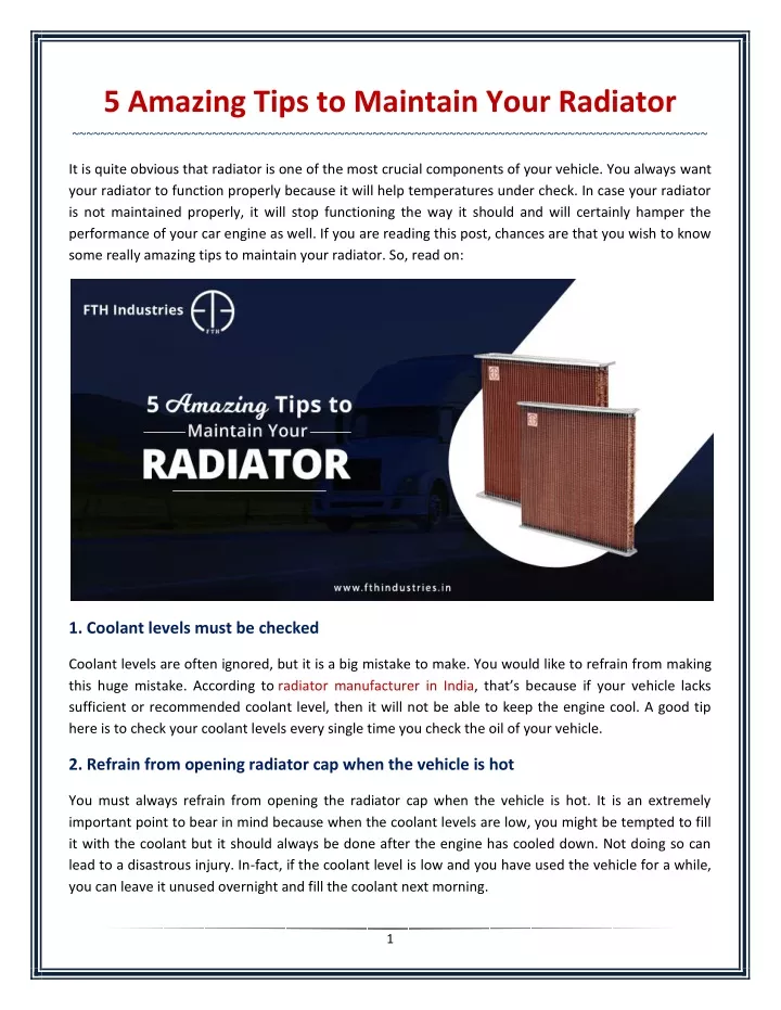 5 amazing tips to maintain your radiator