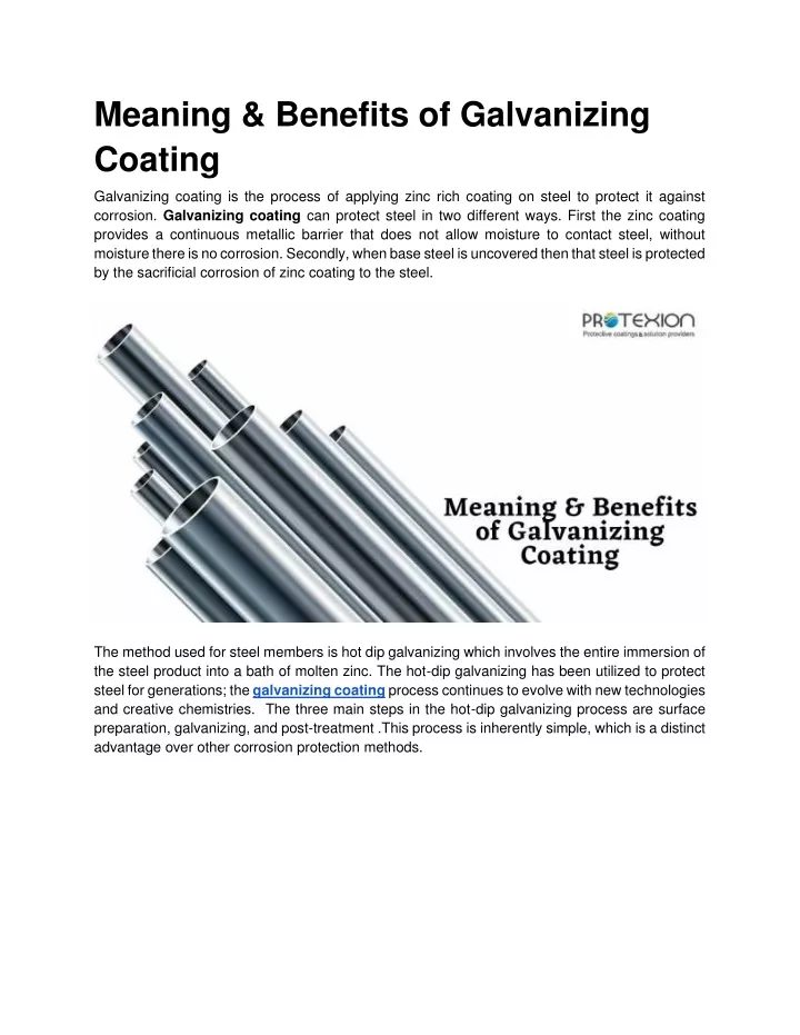 meaning benefits of galvanizing coating