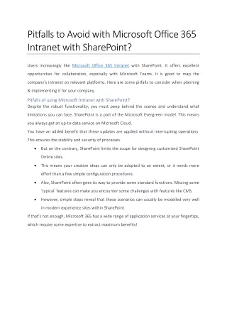 pitfalls to avoid with microsoft office