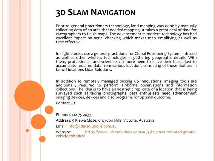 3d slam navigation